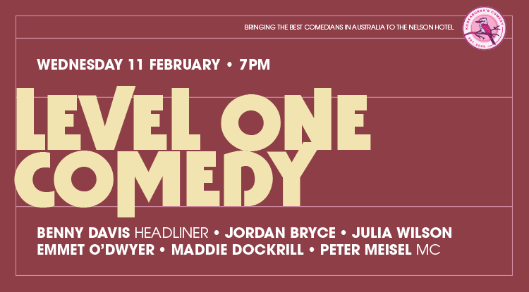 the-nelson-hotel-level-one-comedy-kookaburras-comedy-february-2026-website-special-event-banner